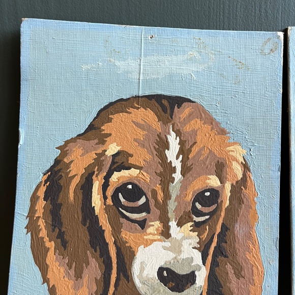 Vintage 70s Paint By Number Spaniel Beagle Dog Paintings - Picture 2 of 10